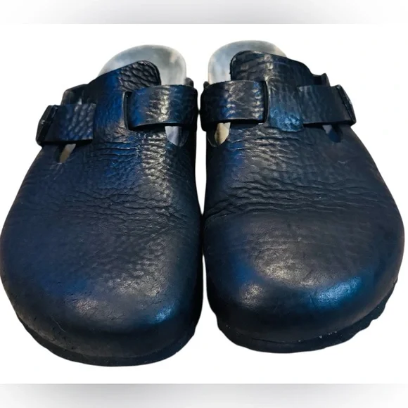 Birkenstock Boston Black Nubuck Pebbled Leather Camo Footbed Reg Width Size 38 - Picture 4 of 11